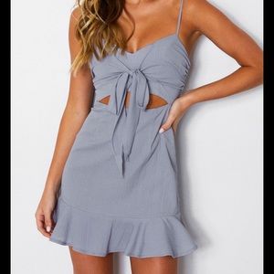 NWT White Fox Boutique Elora Mini Dress-Steel Blue